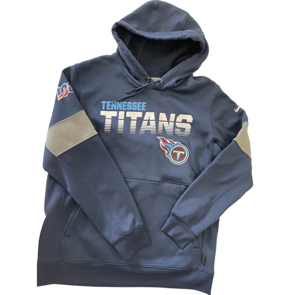 NFL Tennessee Titans Nike Navy Sideline Team Logo Pullover Hoodie Mens Large